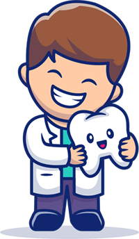 Happy Dentist and Friendly Tooth
